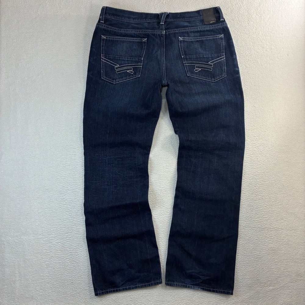 Helix Slim Boot Jeans Men 36x32 Blue Faded Whiskered Bootcut Embroidered Western